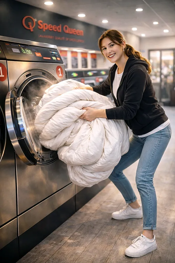 Lavage de couette à la laverie automatique de Cognac.